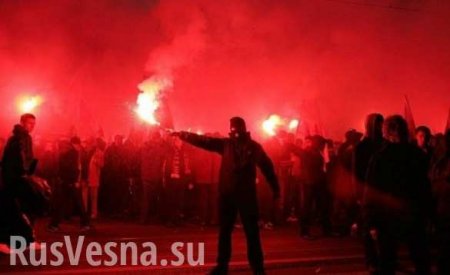 Зрада: На Марше независимости в Польше сожгли украинский флаг (ВИДЕО)