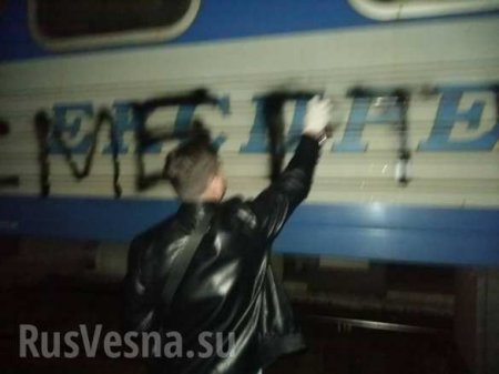 Неонацисты расписали поезд Киев—Москва лозунгами «Смерть оккупантам!» (ФОТО)