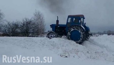 Это Украина: пьяный чистил снег краденым трактором (ФОТО)