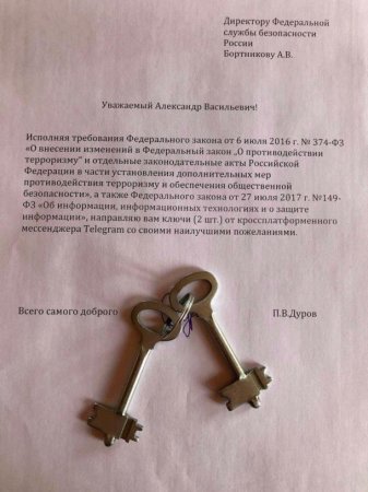 Адвокат Telegram потроллил главу ФСБ связкой ключей «от мессенджера»