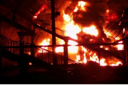 Взрыв и пожар на станции Шебелинка в Харьковской области