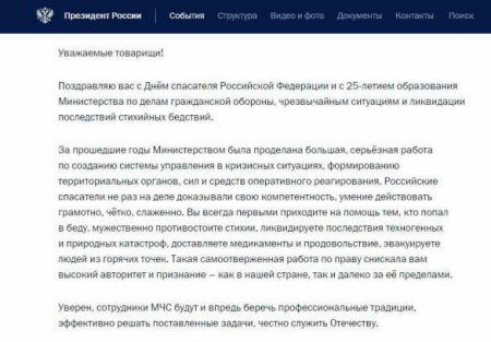 Путин поздравил сотрудников МЧС с днём спасателя (ФОТО)