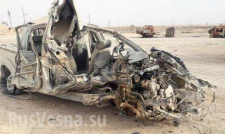Машину разорвало в клочья: автомобиль российских военных советников подорванный под Пальмирой (ФОТО)