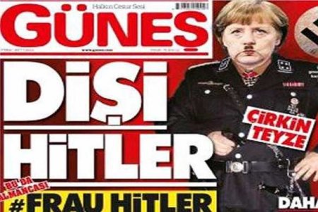 Турецкое СМИ опубликовало изображение Меркель в нацистской форме
