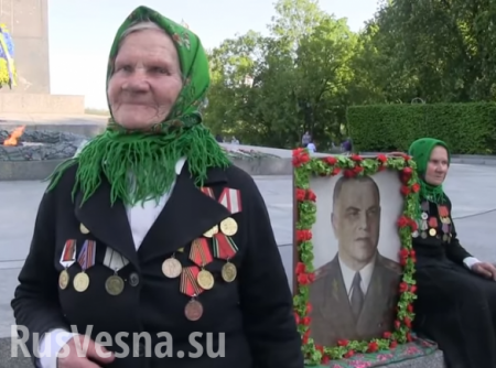 Украинские бабушки отстояли портрет Жукова и георгиевские ленты перед лицом киевских неонацистов (ВИДЕО)