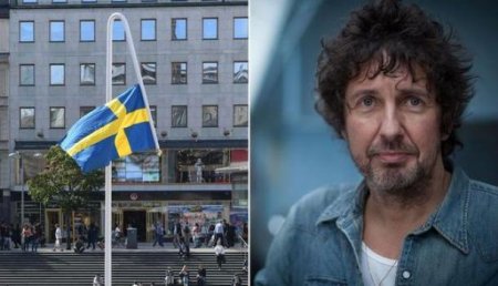 Мужчина попытался спилить инсталляцию с флагом Швеции в центре Стокгольма