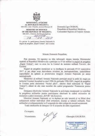 ВАЖНО: Президент Молдавии запретил военным участвовать в учениях на Украине (ДОКУМЕНТ)