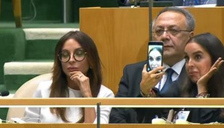 Дочь президента Азербайджана осудили за селфи во время речи её отца в ООН о геноциде