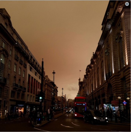 «Как в мире Безумного Макса»: Небо над Британией окрасилось в желтый цвет