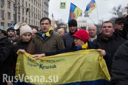 Саакашвили и тысячи его сторонников движутся по центру Киева