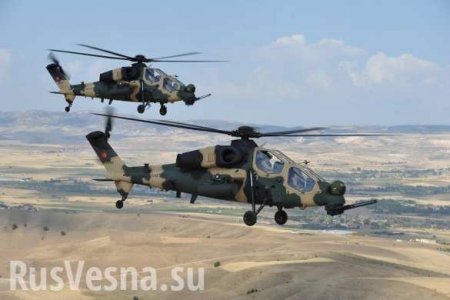 Кадры боя: Боевые вертолёты ВВС Турции атакуют курдов в Сирии (ВИДЕО)