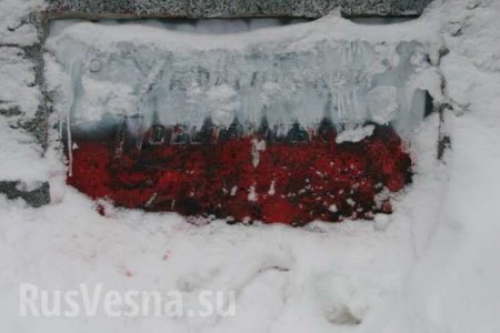 В Харькове памятник боевикам УПА раскрасили в цвета польского флага (ФОТО)