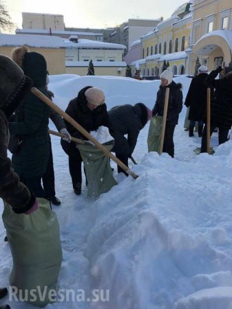 Уволена чиновница, заставившая учителей убирать снег в мешки в 20-градусный мороз (ФОТО)