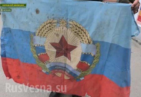 Рискуя жизнью, антифашист отобрал флаг ЛНР у киевских оккупантов (ФОТО, ВИДЕО)