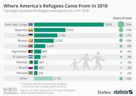 Украина на третьем месте по количеству беженцев в США