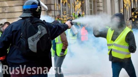 Это Европа: в Париже полиция применила слезоточивый газ, разгоняя «жёлтые жилеты» (ВИДЕО)