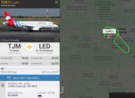 МОЛНИЯ: У самолёта Superjet-100 над Тюменью отказал двигатель (ФОТО)
