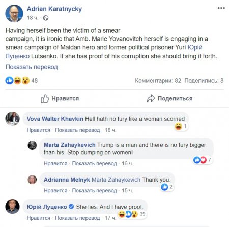 «Она лжёт!» — Луценко выдвинул громкие обвинения против экс-посла США