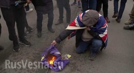 «Пока, ЕС»: В центре Лондона сожгли флаг Евросоюза (ФОТО, ВИДЕО)